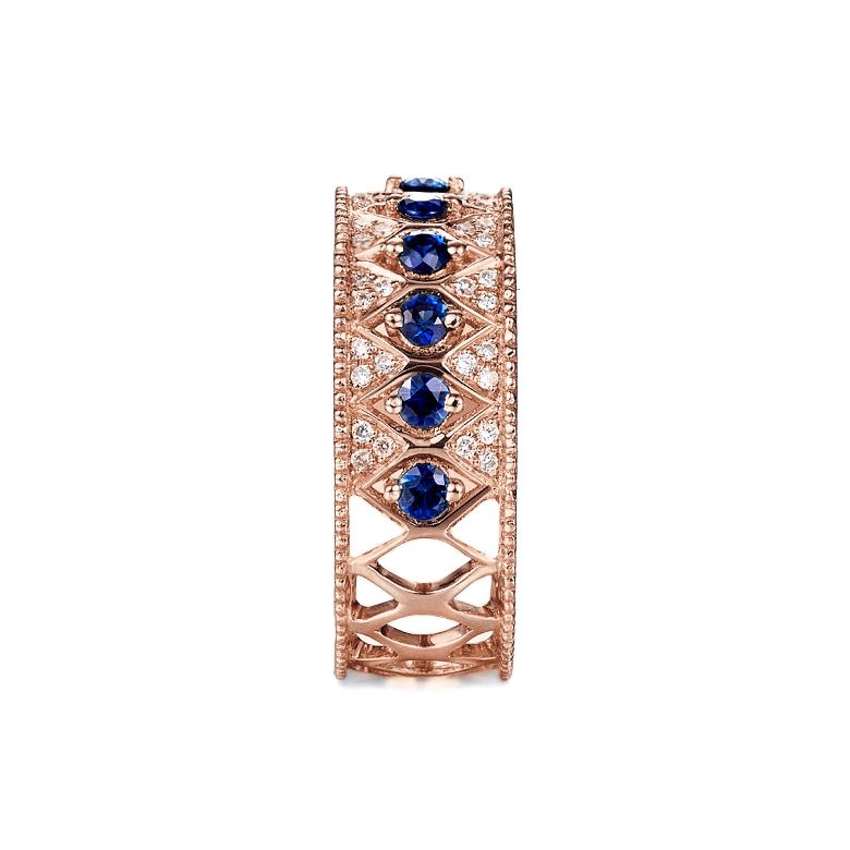 Anello Riviera Farnese - Oro Rosa, Zaffiri Blu & Diamanti - 4