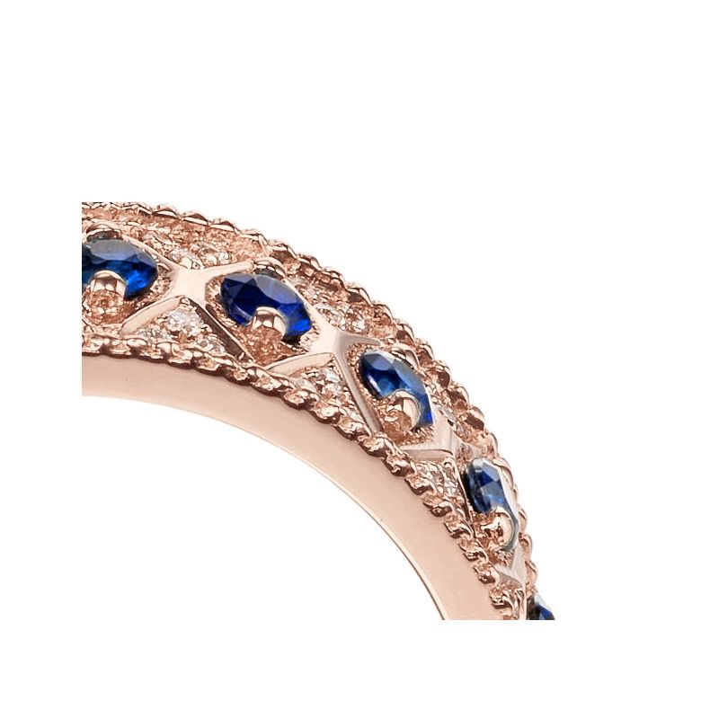 Anello Riviera Farnese - Oro Rosa, Zaffiri Blu & Diamanti - 5
