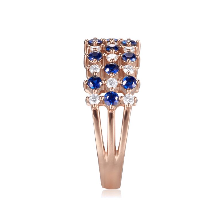 Anello Dama San Lorenzo -  Oro Rosa, Zaffiri & Diamanti - 4