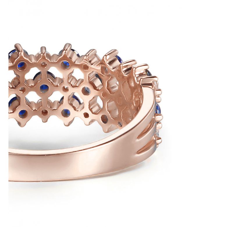 Anello Dama San Lorenzo -  Oro Rosa, Zaffiri & Diamanti - 7