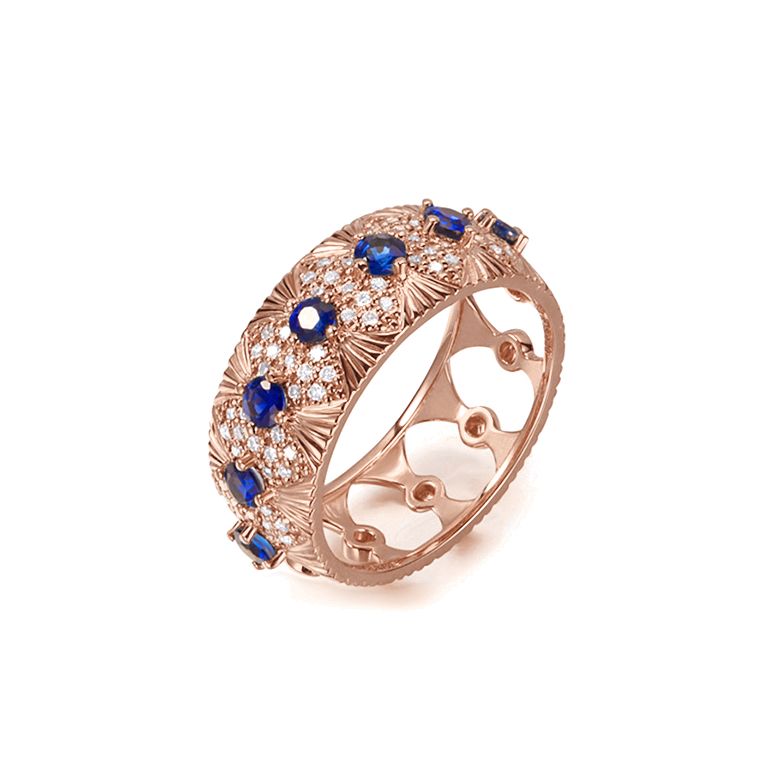 Anello Mezzo Giro Sistina - Oro Rosa, Riviera di Zaffiri & Diamanti - 1