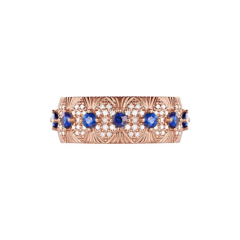 Anello Mezzo Giro Sistina - Oro Rosa, Riviera di Zaffiri & Diamanti - 3