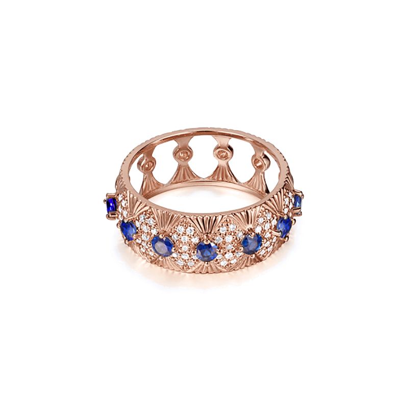 Anello Mezzo Giro Sistina - Oro Rosa, Riviera di Zaffiri & Diamanti - 5