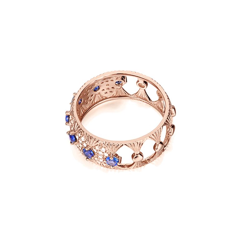 Anello Mezzo Giro Sistina - Oro Rosa, Riviera di Zaffiri & Diamanti - 8