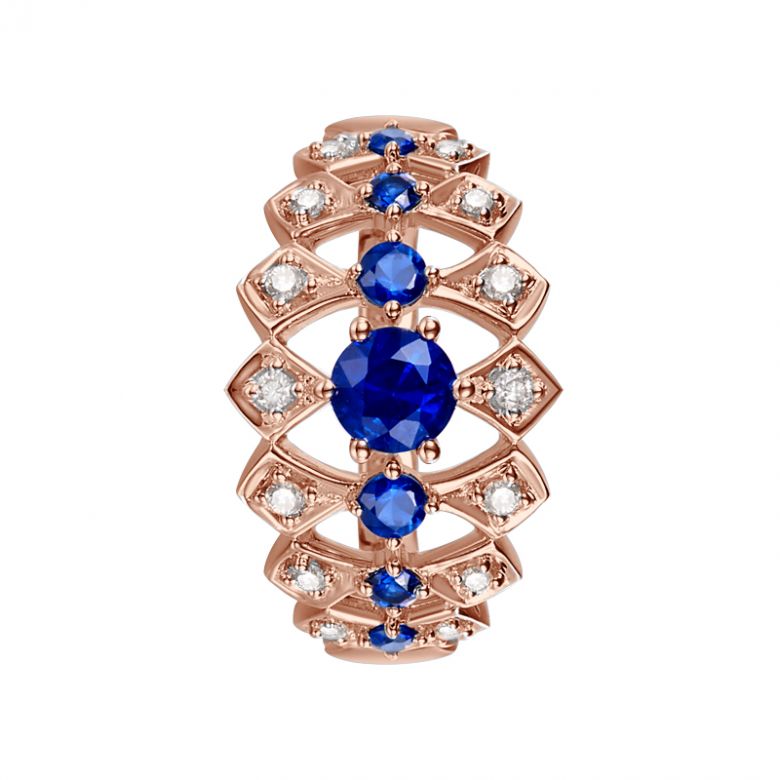 Anello Santa Maria Novella - Oro Rosa, Mezzo Giro di Zaffiri & Diamanti - 5
