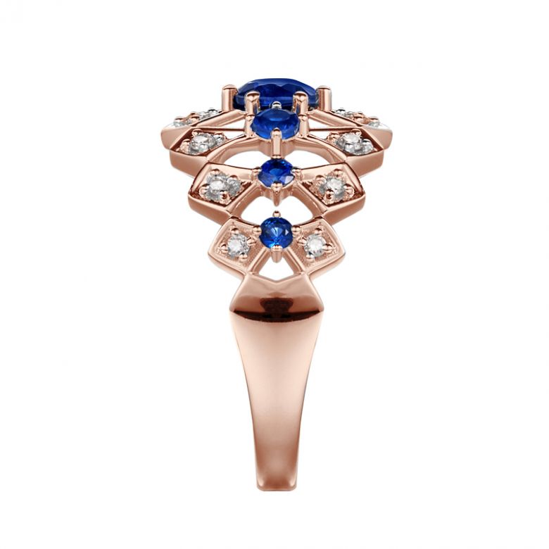 Anello Santa Maria Novella - Oro Rosa, Mezzo Giro di Zaffiri & Diamanti - 6
