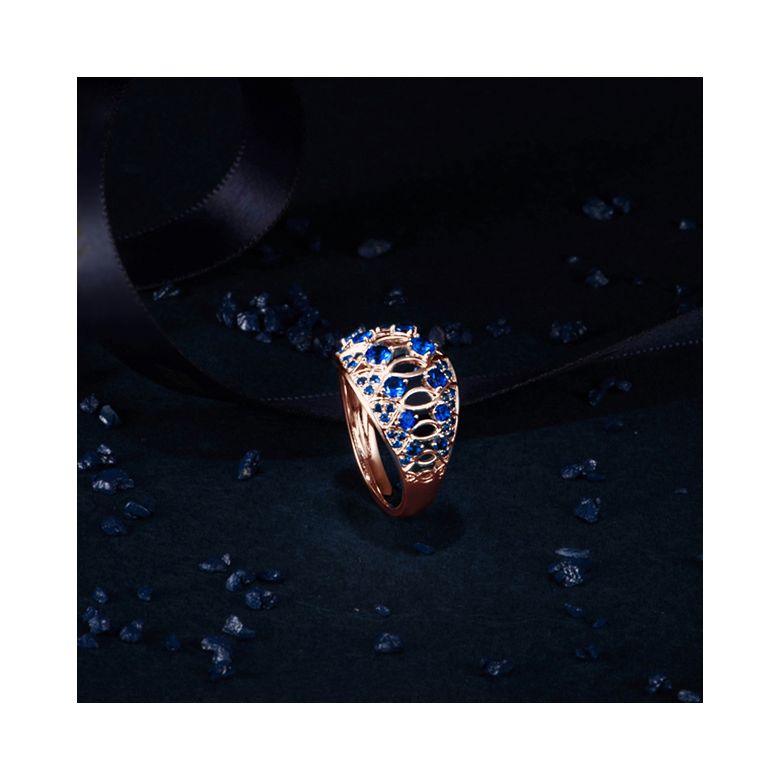 Anello Blue Queen - Oro Rosa, Riviera Mezzo Giro di Zaffiri - 3