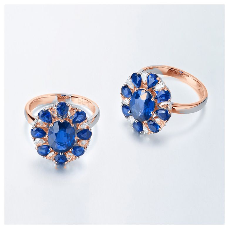 Anello Marguerite Du Cap - Oro Rosa, Diamanti & Zaffiri - 5