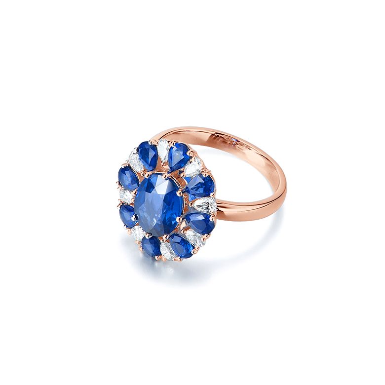 Anello Marguerite Du Cap - Oro Rosa, Diamanti & Zaffiri - 8