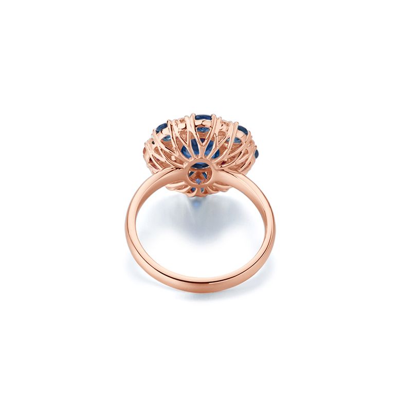 Anello Marguerite Du Cap - Oro Rosa, Diamanti & Zaffiri - 9