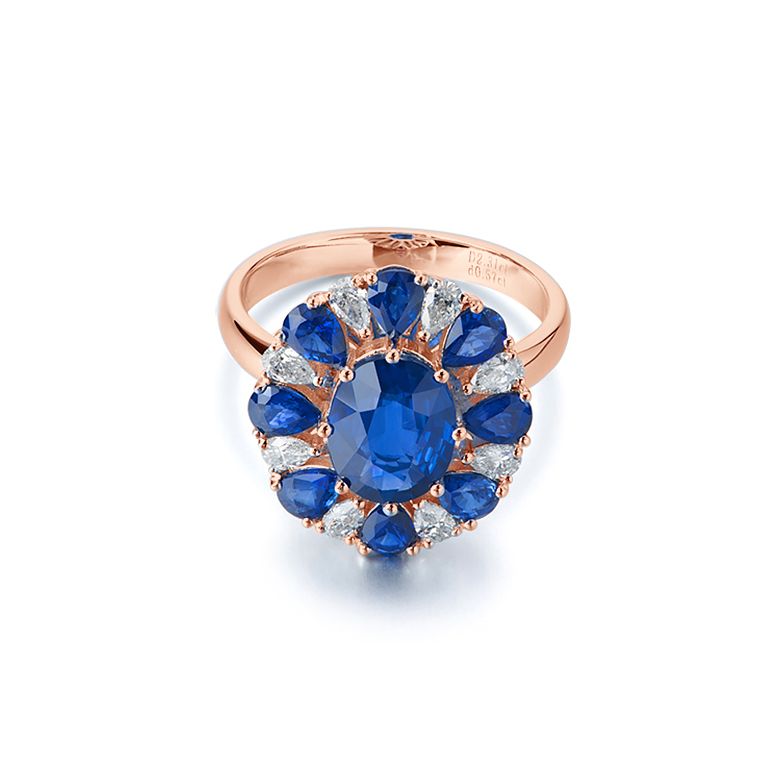 Anello Marguerite Du Cap - Oro Rosa, Diamanti & Zaffiri - 10