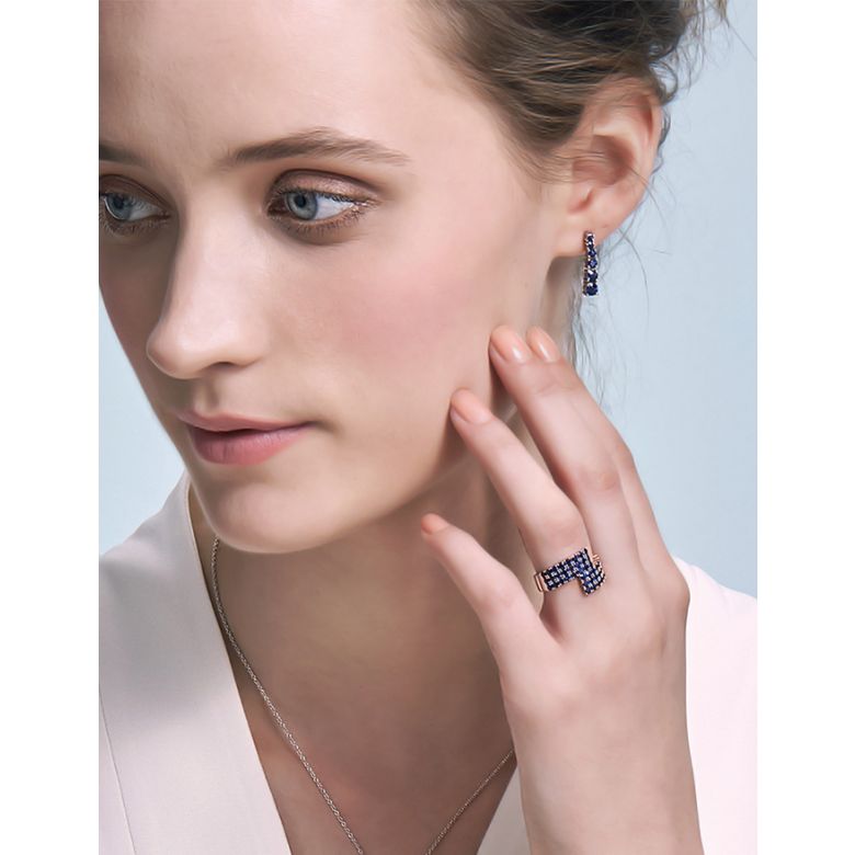 Anello Enlace Moi - Oro Rosa e Pavé Zaffiri Blu - 2