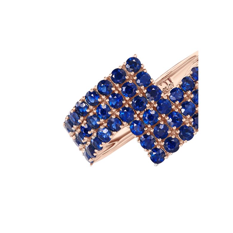 Anello Enlace Moi - Oro Rosa e Pavé Zaffiri Blu - 6