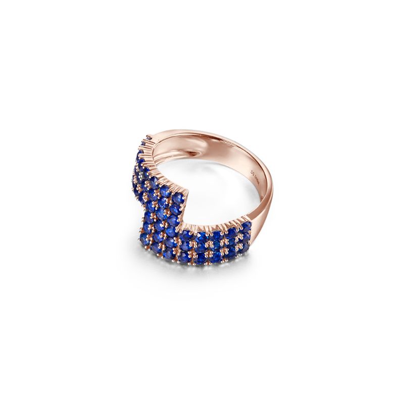 Anello Enlace Moi - Oro Rosa e Pavé Zaffiri Blu - 8