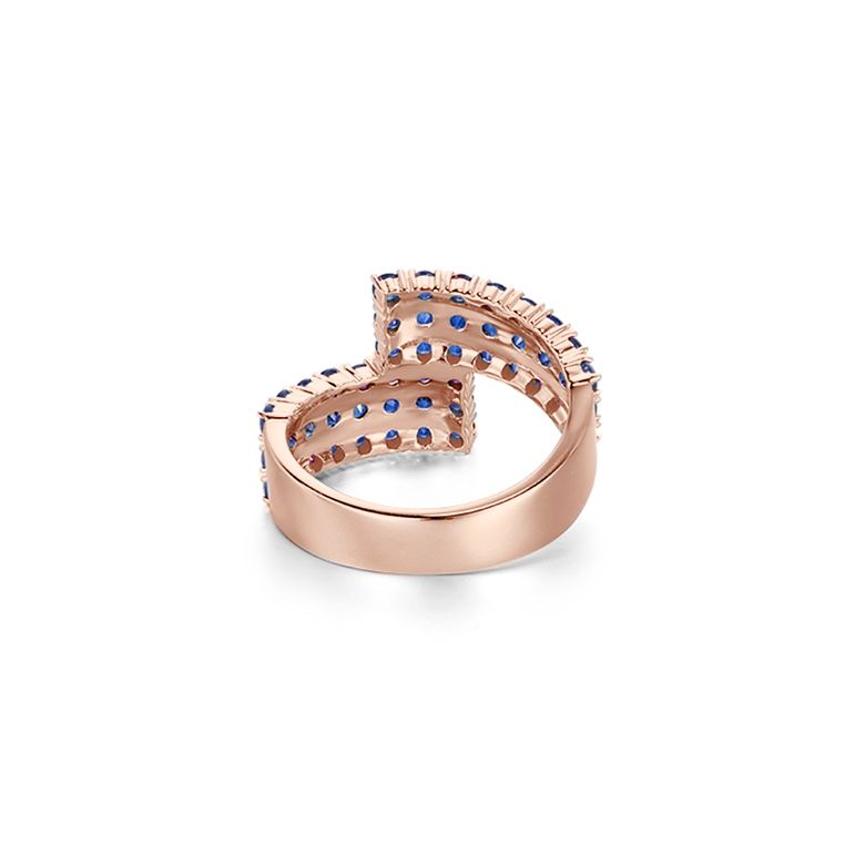 Anello Enlace Moi - Oro Rosa e Pavé Zaffiri Blu - 10