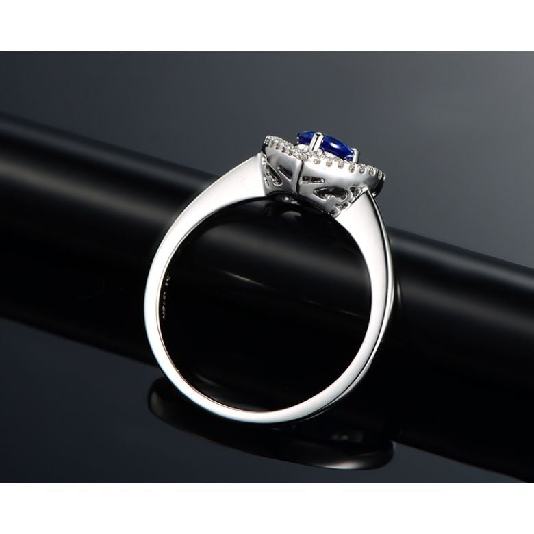 Anello Love Me Tender - Oro Bianco, Diamanti & Zaffiro Blu - 4