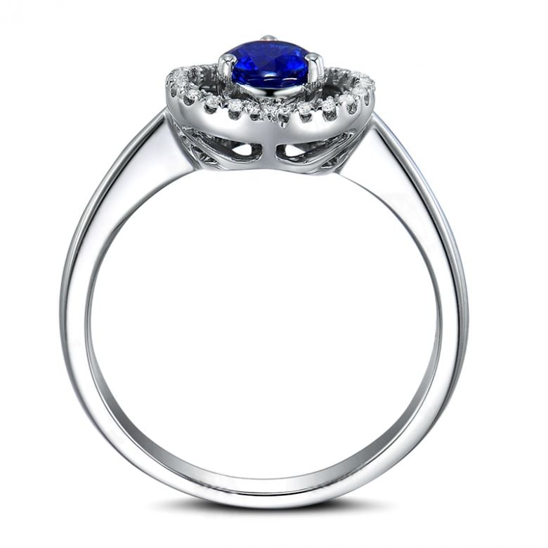 Anello Love Me Tender - Oro Bianco, Diamanti & Zaffiro Blu - 5