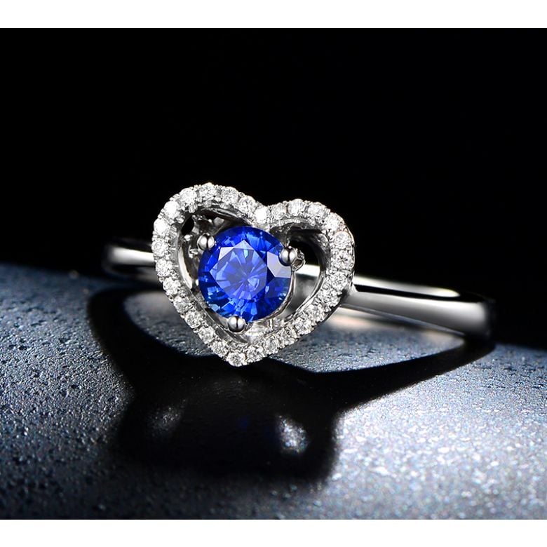 Anello Love Me Tender - Oro Bianco, Diamanti & Zaffiro Blu - 3