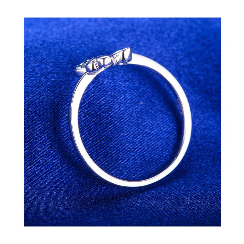 Anello da Donna Cuore di Trifoglio - Oro Bianco & Zaffiri Blu - 5