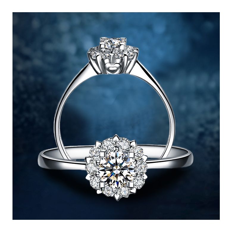 Anello Solitario Composto Cuore Screziato - Oro Bianco & Diamanti 0.33ct | Gemperles - 4
