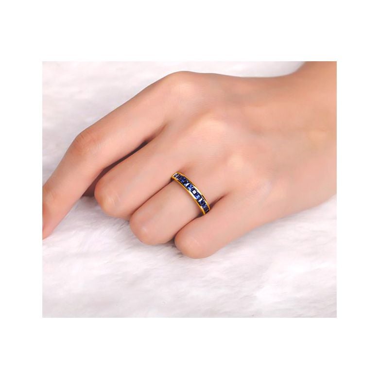 Anello Veretta Principessa - Oro Giallo e Riviera di Zaffiri Princess a Binario - 2