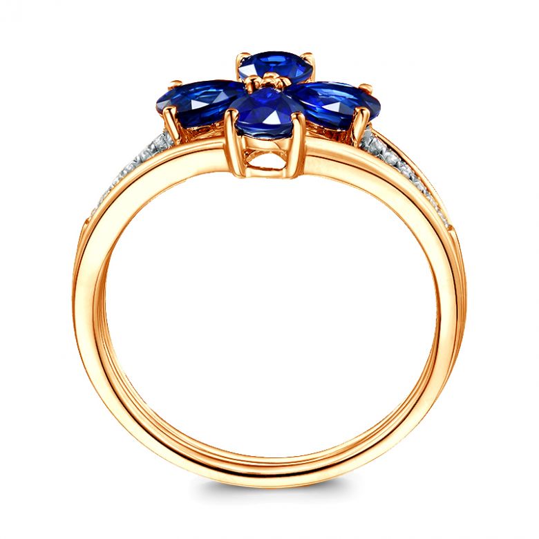 Anello da Donna Eucléia - Oro Giallo, Diamanti & Zaffiri Pera - 5