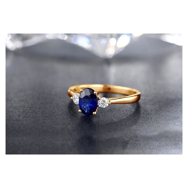 Anello da Donna Cybèle - Oro Giallo, Diamanti & Zaffiro Blu Ovale - 4