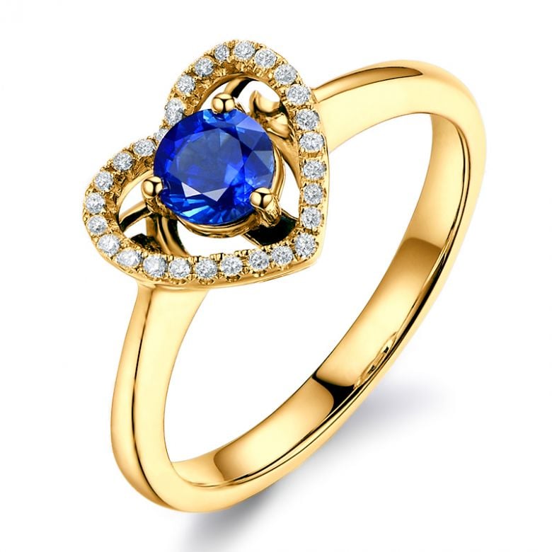 Anello Love Me Tender - Oro Giallo, Diamanti & Zaffiro Blu - 8