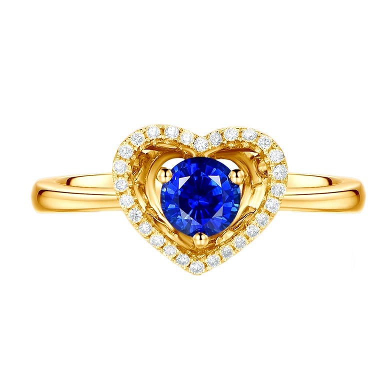 Anello Love Me Tender - Oro Giallo, Diamanti & Zaffiro Blu - 1