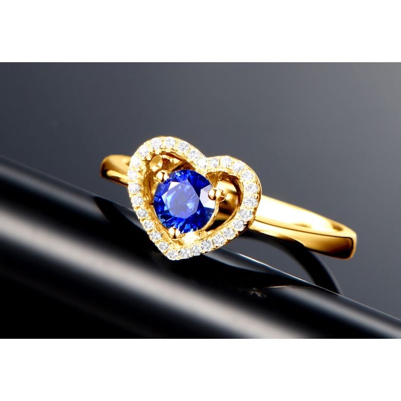 Anello Love Me Tender - Oro Giallo, Diamanti & Zaffiro Blu - 3