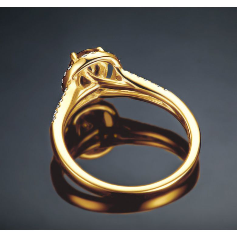 Anello Solitario Composto Mahaweli - Oro Giallo, Diamanti & Zaffiro - 5