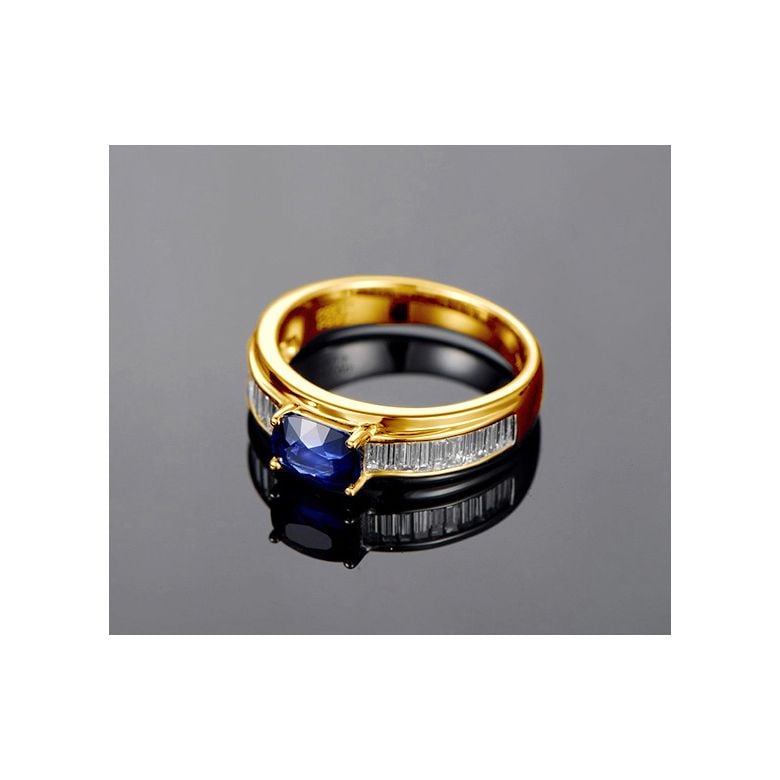 Solitario Composto True Love - Oro Giallo, Diamanti & Zaffiro Ovale - 6