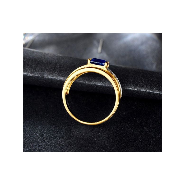 Solitario Composto True Love - Oro Giallo, Diamanti & Zaffiro Ovale - 7