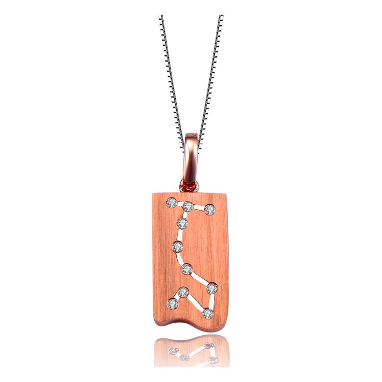 Ciondolo astrologico - Costellazione dello scorpione - Oro rosa, diamanti - 1