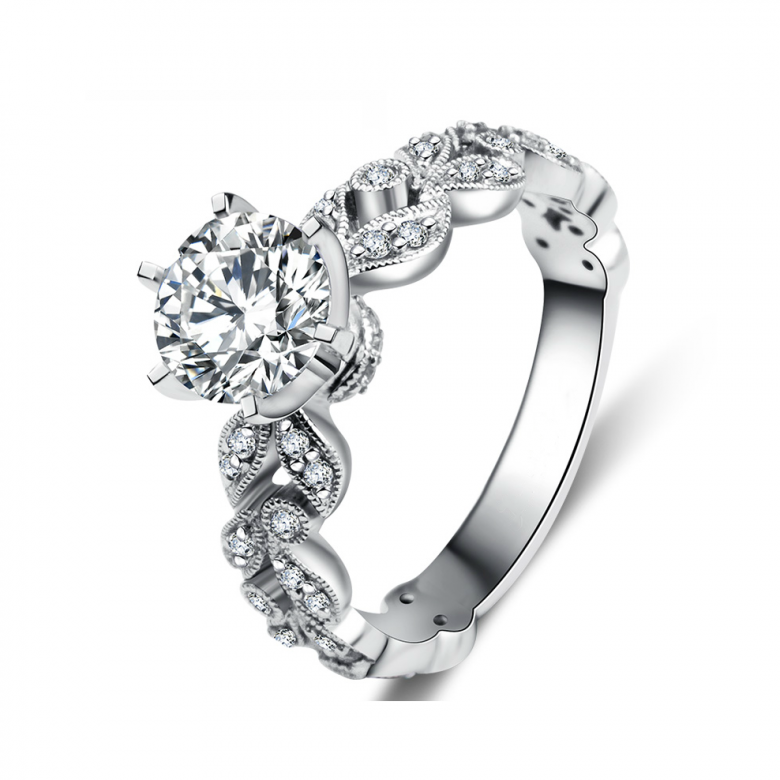 Anello di Fidanzamento Sensation - Oro Bianco e Diamante Solitario Composto | Gemperles - 2