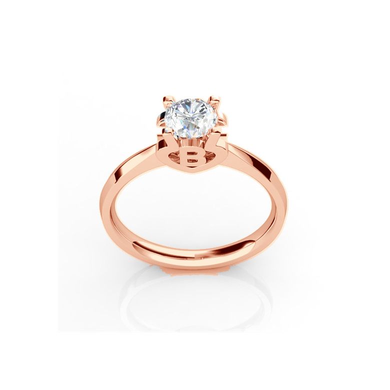 Anello iniziale - Lettera B - Diamante, oro rosa | Gemperles - 1