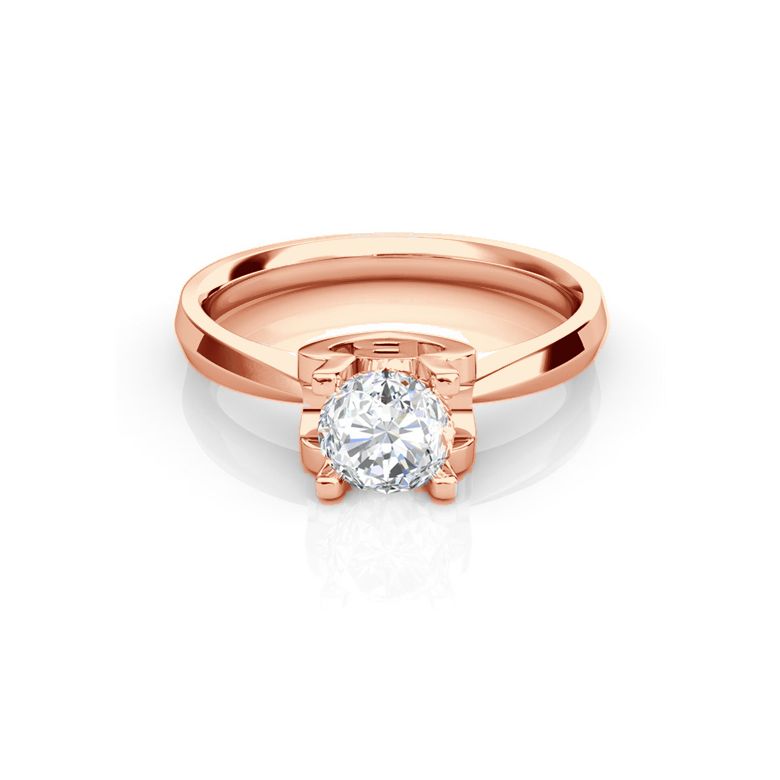 Anello iniziale - Lettera B - Diamante, oro rosa | Gemperles - 2