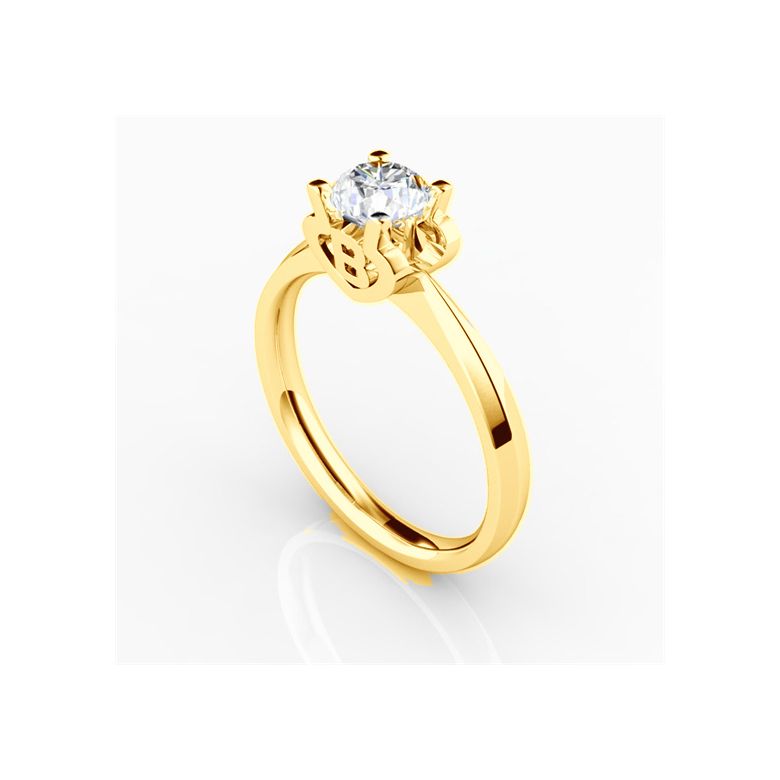 Anello iniziale - Lettera B - Diamante, oro giallo | Gemperles - 3