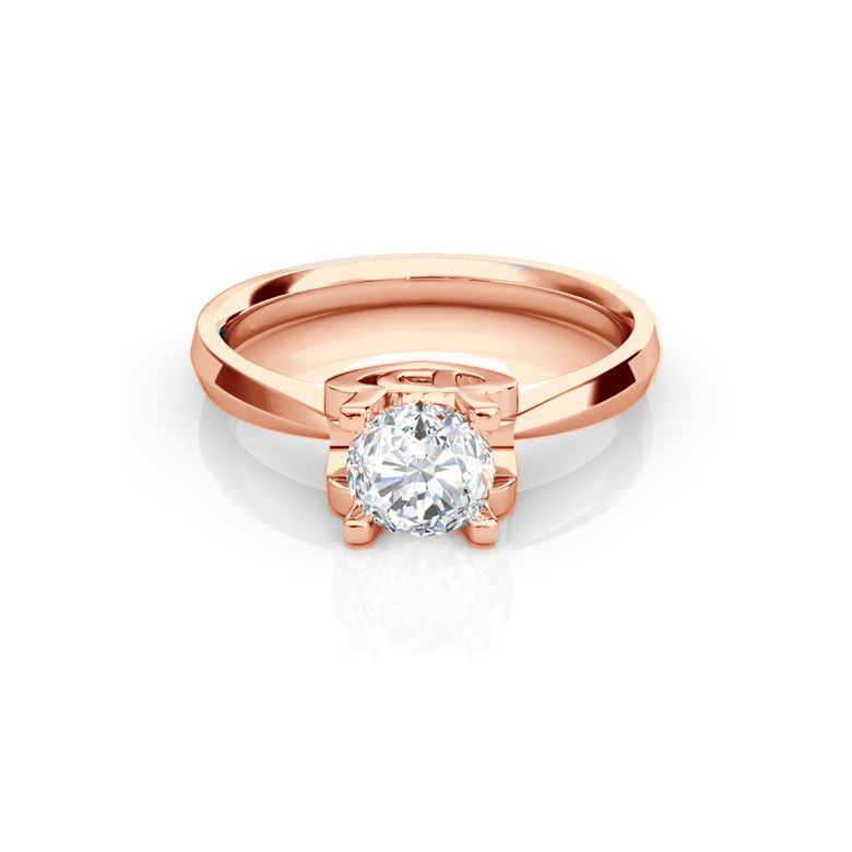 Anello iniziale - Lettera D - Diamante, oro rosa | Gemperles - 2