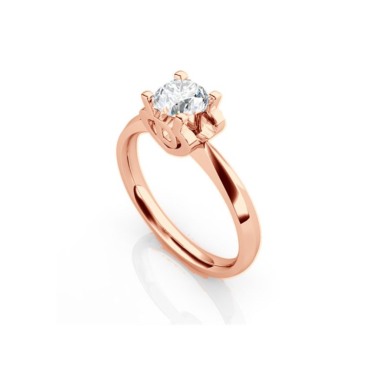 Anello iniziale - Lettera D - Diamante, oro rosa | Gemperles - 3