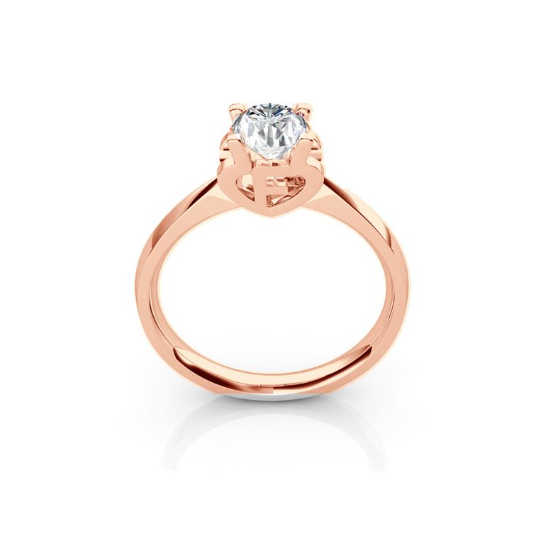 Anello iniziale - Lettera F - Diamante, oro rosa | Gemperles - 1