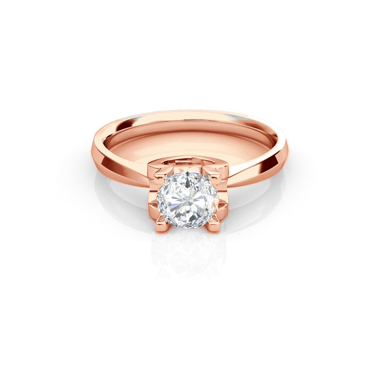 Anello iniziale - Lettera F - Diamante, oro rosa | Gemperles - 2