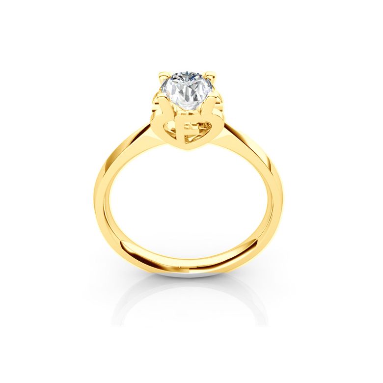 Anello iniziale - Lettera F - Diamante, oro giallo | Gemperles - 1