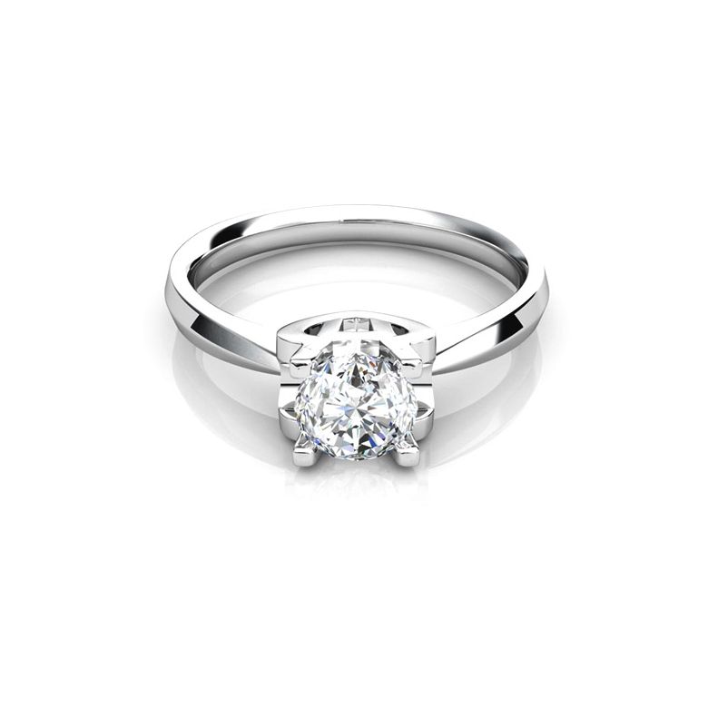 Anello Solitario Lettera Alfabeto H - Platino e Diamante | Gemperles - 2