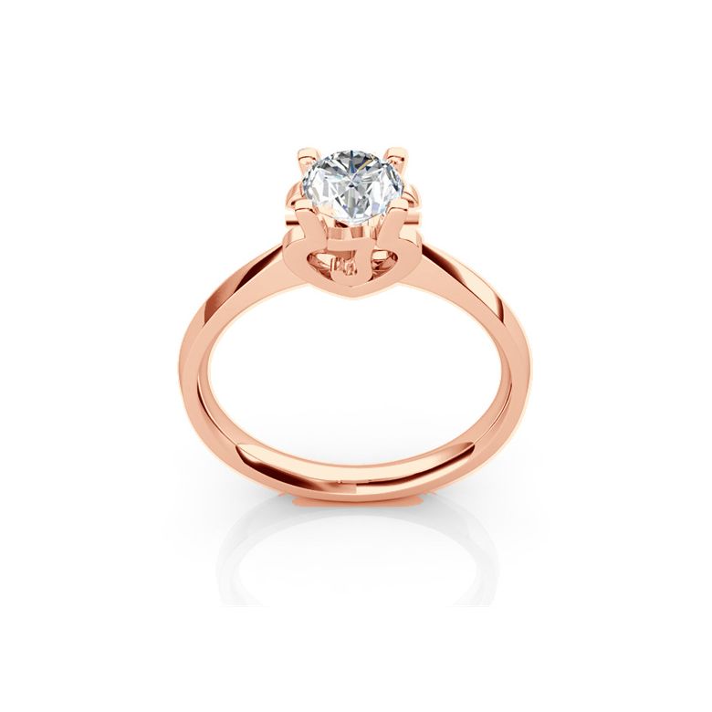 Anello iniziale - Lettera J - Diamante, oro rosa | Gemperles - 1