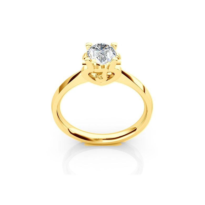 Anello iniziale - Lettera J - Diamante, oro giallo | Gemperles - 1