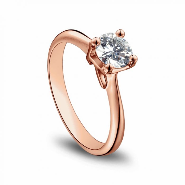 Anello Solitario Lettera Alfabeto K - Oro Rosa e Diamante | Gemperles - 2