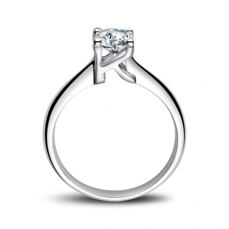Anello Solitario Lettera Alfabeto K - Oro Bianco e Diamante | Gemperles - 1