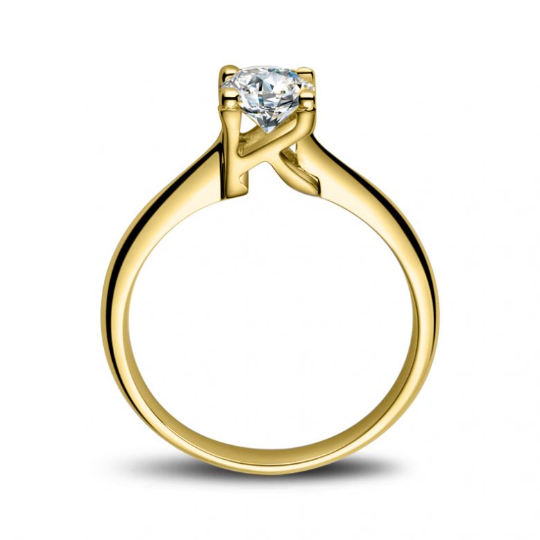 Anello Solitario Lettera Alfabeto K - Oro Giallo e Diamante | Gemperles - 1