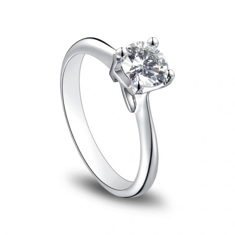 Anello Solitario Lettera Alfabeto K - Oro Bianco e Diamante | Gemperles - 2